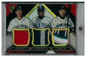 イチロー 2016 TOPPS TRIPLE THREADS RUBY PATCH 1/1 パッチ Ken Griffey JR