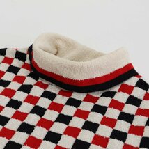 美品 グッチ ブロック チェック 格子柄 ハイネック ニット シルク アパレル 服 長袖 ブラック 人気 レディース TFT 0622-1F2_画像8