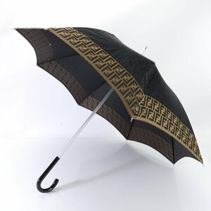 1円■フェンディ■ズッカ FF 雨傘 アンブレラ 長傘 雨具 傘 ブラック 黒 レディース メンズ EFM L4-7