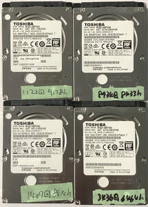TOSHIBA社製 MQ01ABF050 500GB 7mm厚 中古品 4個セット 送料無料 使用時間:6464h～9178h(1642)