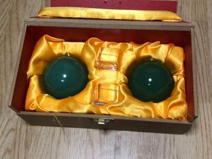 中国古美術 上海錦兆芸術博物院　玉石　翡翠　玉健身球　置物