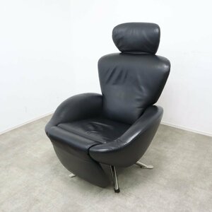 Cassina カッシーナ K10 ドド シェーズロング パーソナルチェア リクライニング DODO 定価100万 黒本革 ブラック【2D2402024】