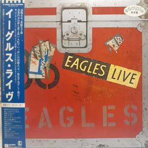 PROMO日本盤2LP帯付き 見本盤 ポスター付き Eagles / LIVE 1980年 ASYLUM P-5589~90Y イーグルス・ライヴHotel California Desperado非売品