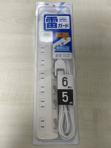 エレコム ほこり防止シャッター付 雷ガードタップ 6個口 5m T-K6A-26