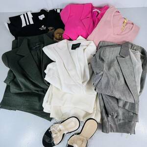 NA4679 レディース衣料 7着まとめ ヒールサンダル courreges LANVIN セットアップ 昭和レトロ 肩パット 検K