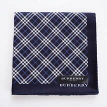 ■未使用　BURBERRY バーバリー　ハンカチ　チェック　ネイビー■_画像1