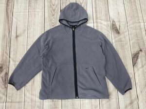 00s NIKE ナイキ ワンポイント スモールスウォッシュ ジップ フリース パーカー グレー　古着　old vintage