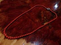 F3634 日本人なら１本は持っていたい国を代表する宝石 美しい血赤珊瑚６.６～３.５mm silver necklace 44cm 11.95G_画像1