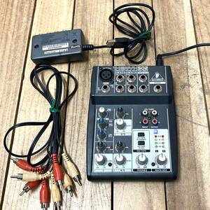 ▼【通電OK】BEHRINGER XENYX502 アナログミキサー 5ch コンパクト ベリンガー UCA200 オーディオインターフェース付き 動作未確認