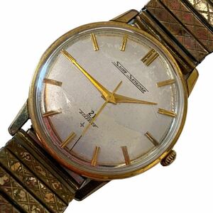 19472 SEIKO セイコー SKYLINER スカイライナー J15006E ダイアショック 手巻き 21石 3針 腕時計 ゴールド 純正ベルト ジャンク