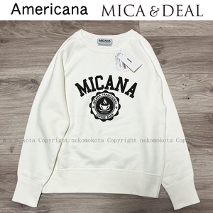 未使用 MICANA アメリカーナ mica&deal コラボ カフェ ロゴ プリント スウェット 白 ホワイト マイカアンドディール Americana マイカーナ 
