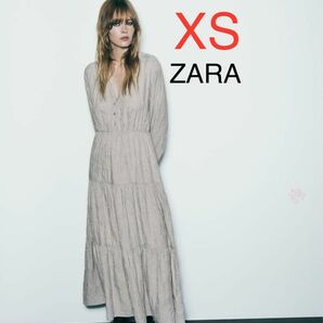 ZARA エンブロイダリー パネルミディ ワンピース ロングワンピース