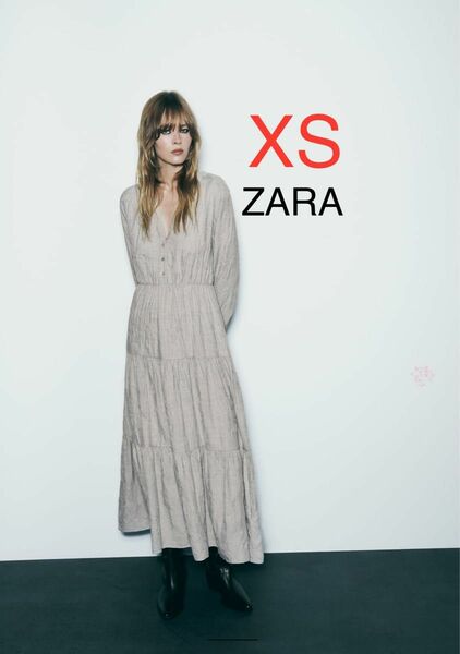 ZARA エンブロイダリー パネルミディ ワンピース ロングワンピース