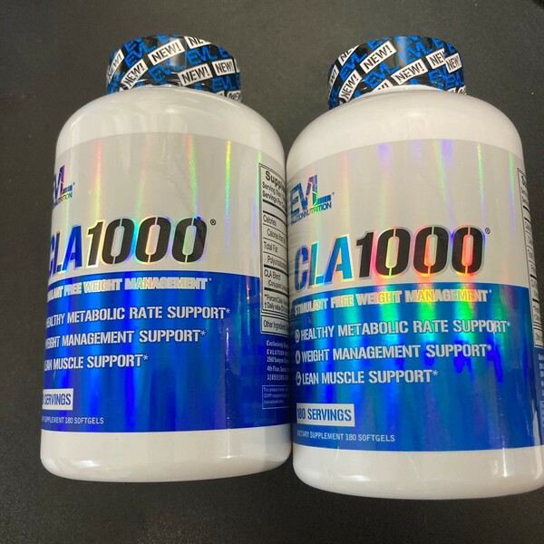 EVLution Nutrition CLA 100 刺激剤無添加体重管理　ソフトジェル180粒の2個セット