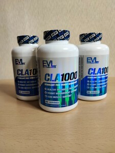 EVLution Nutrition, CLA1000、刺激剤無添加体重管理、ソフトジェル180粒の3個セット