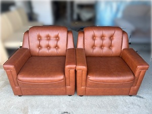 *FB218[ secondhand goods ] 2 point set Showa Retro 1 seater sofa arm chair 1P sofa 0428