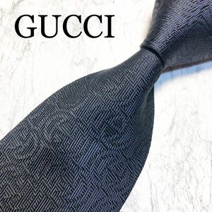 GUCCI ネクタイ　GG インターロッキング　マーモント　ネイビー