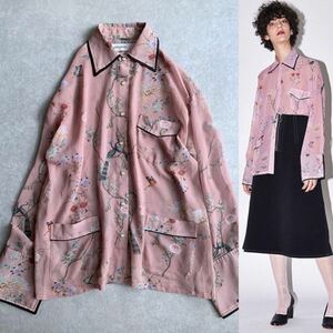 メイドインヘブン / NEW BOND STREET 総柄シフォンシャツ made in HEAVEN 定価2.7万 ピンク シアー 長袖 レディース