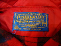 70s USA製 PENDLETON 長袖 ウールシャツ Lサイズ ペンドルトン チェック レッド ボタンダウン ヴィンテージ_画像6