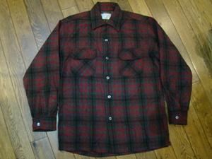 1960s TOWNCRAFT ウールシャツ Sサイズ 日本製 タウンクラフト レッド ブラウン チェック 長袖 シャツ 60s ヴィンテージ