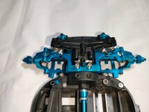 タミヤTT01TYPE-E改+3mmワイドユニバシャフト アルミパーツ多数コンバージョンYeah Racing他アップライト ハブ 切れ角アップステア ダンパ_画像5