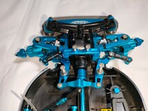 タミヤTT01TYPE-E改+3mmワイドユニバシャフト アルミパーツ多数コンバージョンYeah Racing他アップライト ハブ 切れ角アップステア ダンパ_画像4