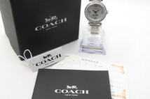 1円～【未使用　動品】COACH　コーチ　マディソン　シグネチャー　レディース腕時計　14502201　シルバー　ラインストーンべゼル　1-9-14_画像2