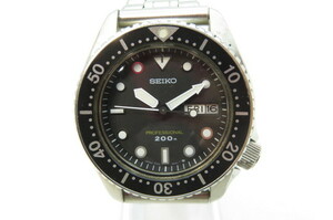 1円～【動作品】SEIKO セイコー プロフェッショナル 200M ダイバー メンズ腕時計 デイデイト 7C43-6010 シルバー ブラック文字盤　2-3-20