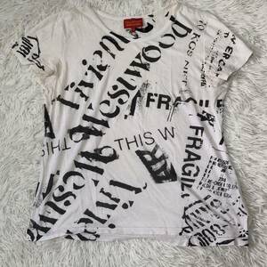 希少 総柄 Vivienne Westwood RED LABEL ヴィヴィアンウエストウッドレッドレーベル Tシャツ カットソー レディース 1サイズ 白 ホワイト