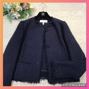 ESCADA エスカーダ　ツイード　ジャケット　ネイビー　34