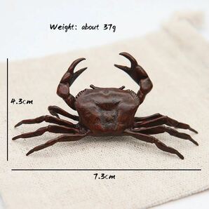 37g カニ かに 蟹 茶道具 置物 置き物 蓋置 床の間 和室 茶会 細工 香炉 飾り ブロンズ アンティーク インテリア 真鍮 金属 銅製 銅 cra37の画像3