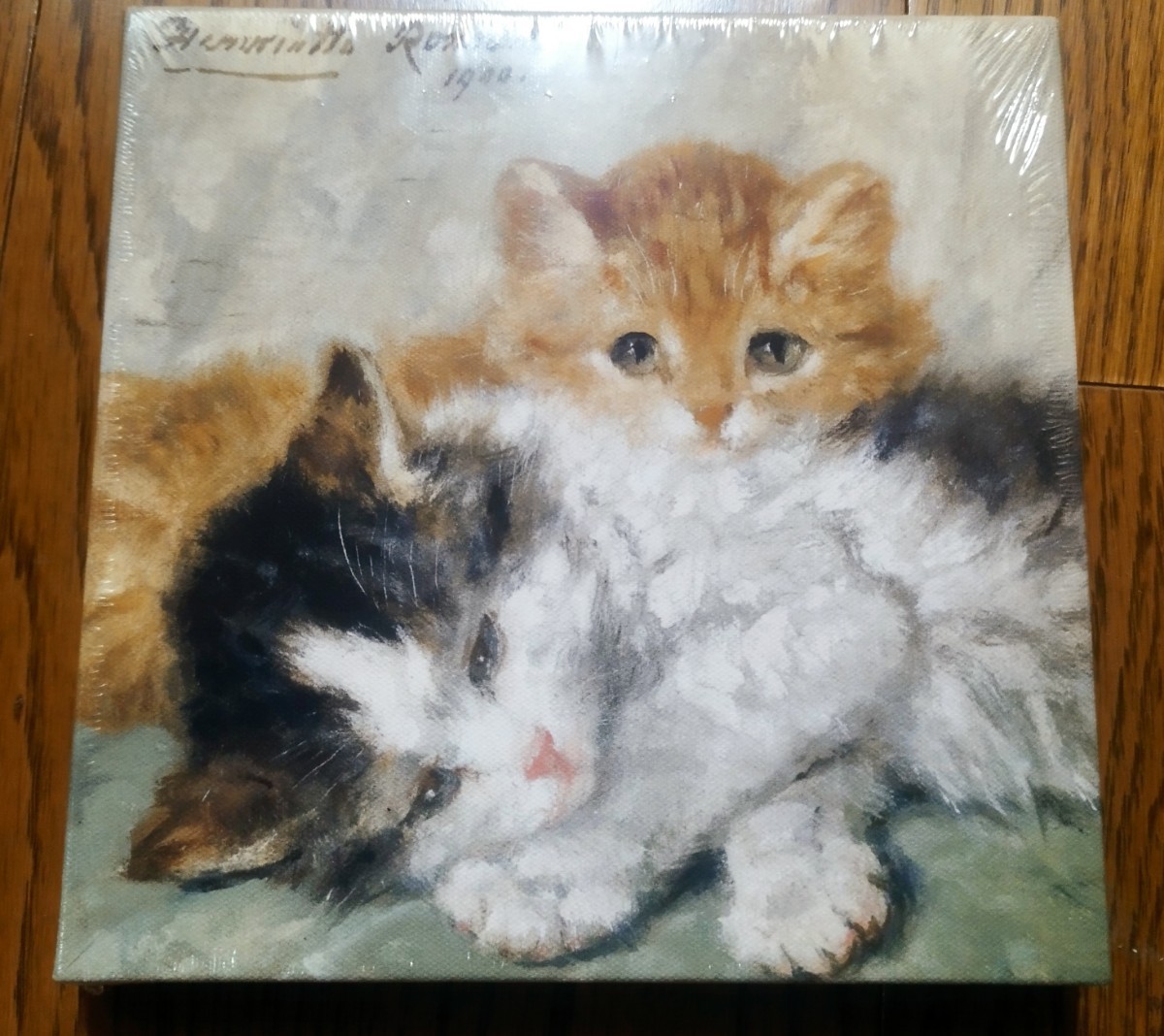 Certain death! Two kittens interior art panel cat oil painting style painterly canvas, artwork, painting, others