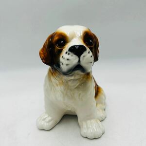 ★ ヴィンテージ イタリア製 セントバーナード 犬の置物 陶器製 西洋 アンティーク 高さ20cm