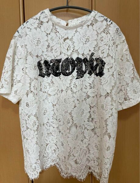 moussy レース ロゴTシャツ 