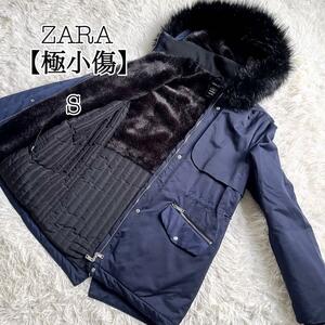 【美品】ZARA TRF ザラ　モッズコート　ダウンジャケット　ミドルコート　ダウンジャケット　S ネイビー　メンズ　アウター　