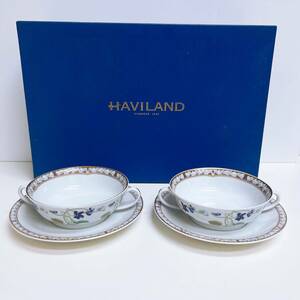 新品　未使用　箱付き　長期保管品　アビランド　HAVILAND　アンペラトリスユジェニー　ペアスープ　カップ＆ソーサー　２客