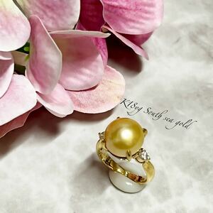 [ Yamagata prefecture heaven . city ... pawnshop ]K18YG south . Gold pearl 11.6mm ring . another document 