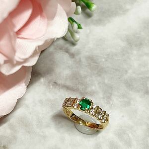 [ Yamagata prefecture heaven . city ... pawnshop ]K18YG emerald 0.35ct ring . another document 