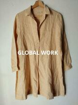 GLOBAL WORK グローバルワーク ゆったりシャツ 麻 オレンジ_画像1