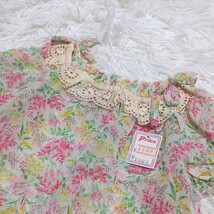 【送料無料】タグ付き未使用　レトロ子供服　当時物　トップス　花柄　100cm　日本製　女の子　キッズ　子供服_画像3