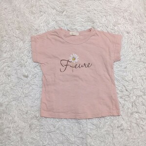 【送料無料】ノーブランド　半袖　Tシャツ　トップス　110cm　ピンク　花　女の子　キッズ　子供服