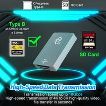 CFexpressタイプB SD カードリーダー USB 3.2 Gen2 10Gbps ダブルスロットカードリーダー 対応 Windows OS/Mac OS/Android OTG_画像6