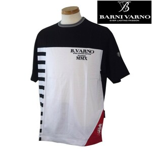 【春夏SALE】バーニヴァーノ/BARNIVARNO 夏物 切り替え半袖Tシャツ Mサイズ 黒系