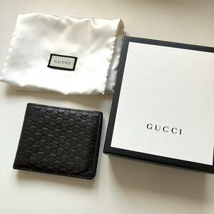 グッチ　GUCCI マイクロシマ　二つ折り財布　送350