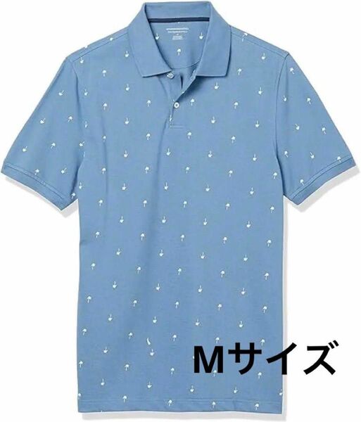 【ポロシャツ】夏先取り！コットンピケ スリムフィット メンズ Mサイズ ヤシの木 コットン