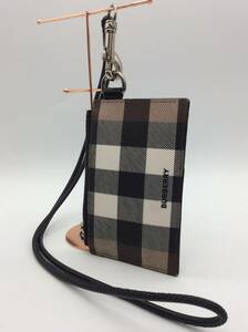 #9157　BURBERRY/バーバリー　ショルダー付ケース 黒 白 チェック カード入れ 小物入れ