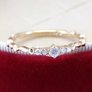 ◇アガット◇ ルミナスリング ダイヤモンド 0.08ct K18 ピンキー （管4_244）