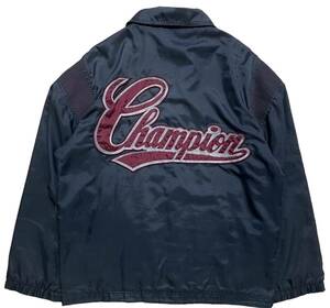 チャンピオン Champion ヴィンテージ 2段タグ ビッグロゴ スナップボタン 腕周りリブ加工 コーチジャケット Mサイズ 紺 ネイビー