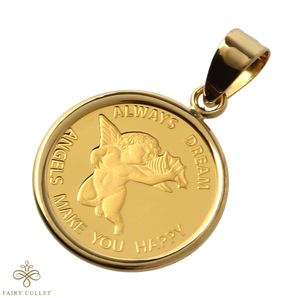 コインペンダントトップ エンジェル金貨（小） 1/25oz 18金フレームの純金コインの画像3