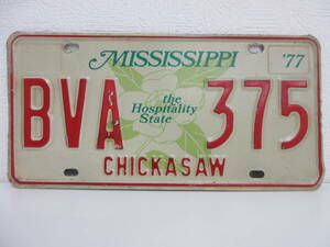 アンティーク祭 雑貨祭 アメリカ ミシシッピ州 ナンバープレート BVA 375 MISSISSIPPI 77 コレクション ライセンス USA 外国 海外